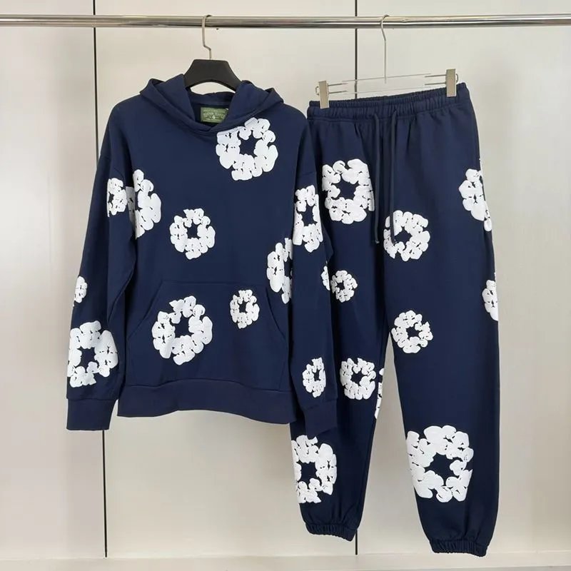 Embossed Cotton Hooded Hoodie and Sweatpants Set photo 7