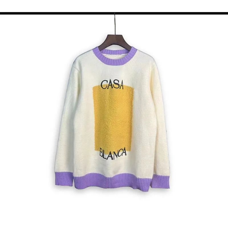Embroidered Letter Color Block Knit Sweater photo 3