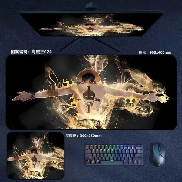 Design One Piece Monkey D. Luffy Flame Aura Mousepad Computer Accessories - 1