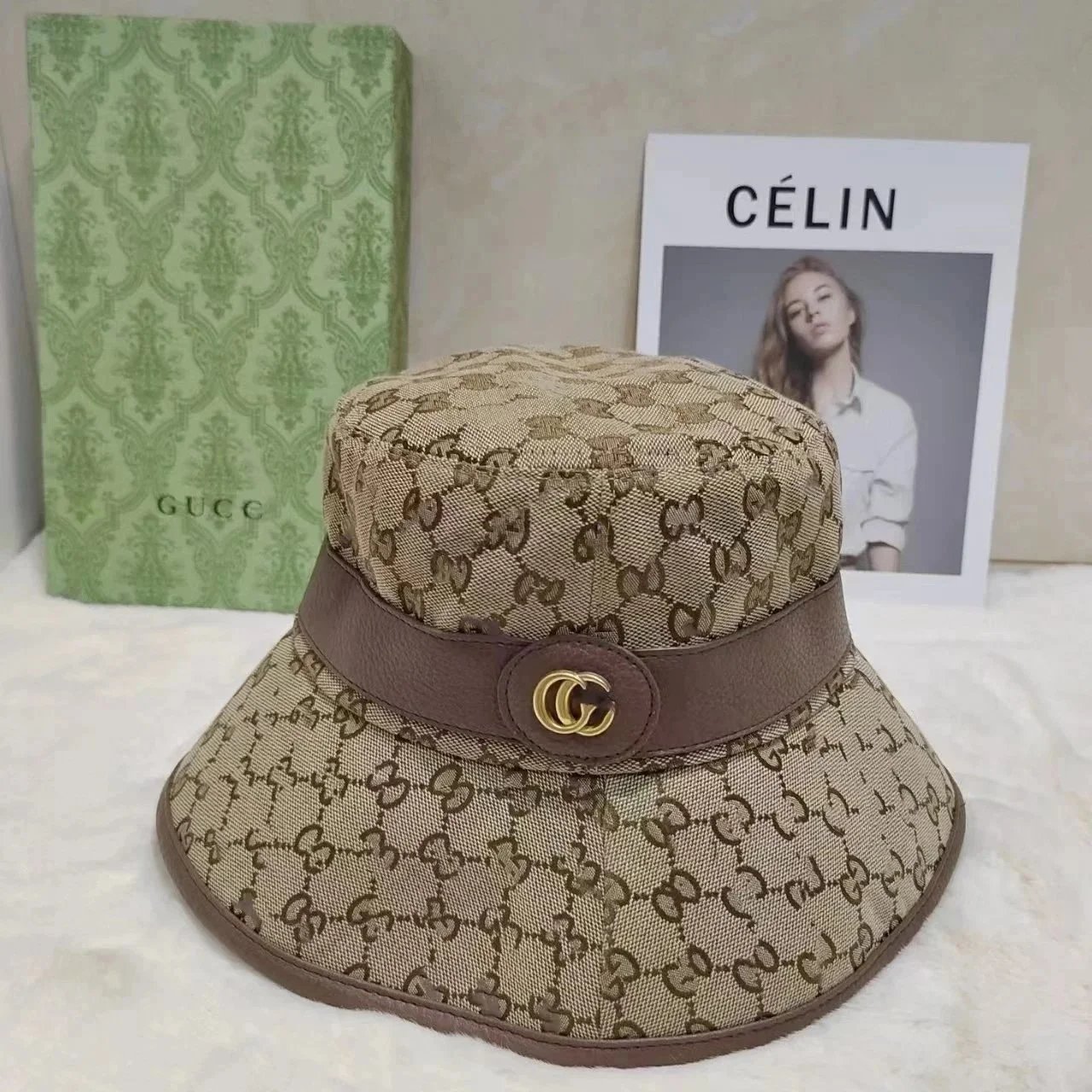 Louis Vuitton Hats Reversible embroidered bucket hat — G-ucci Brown gold buckle 2