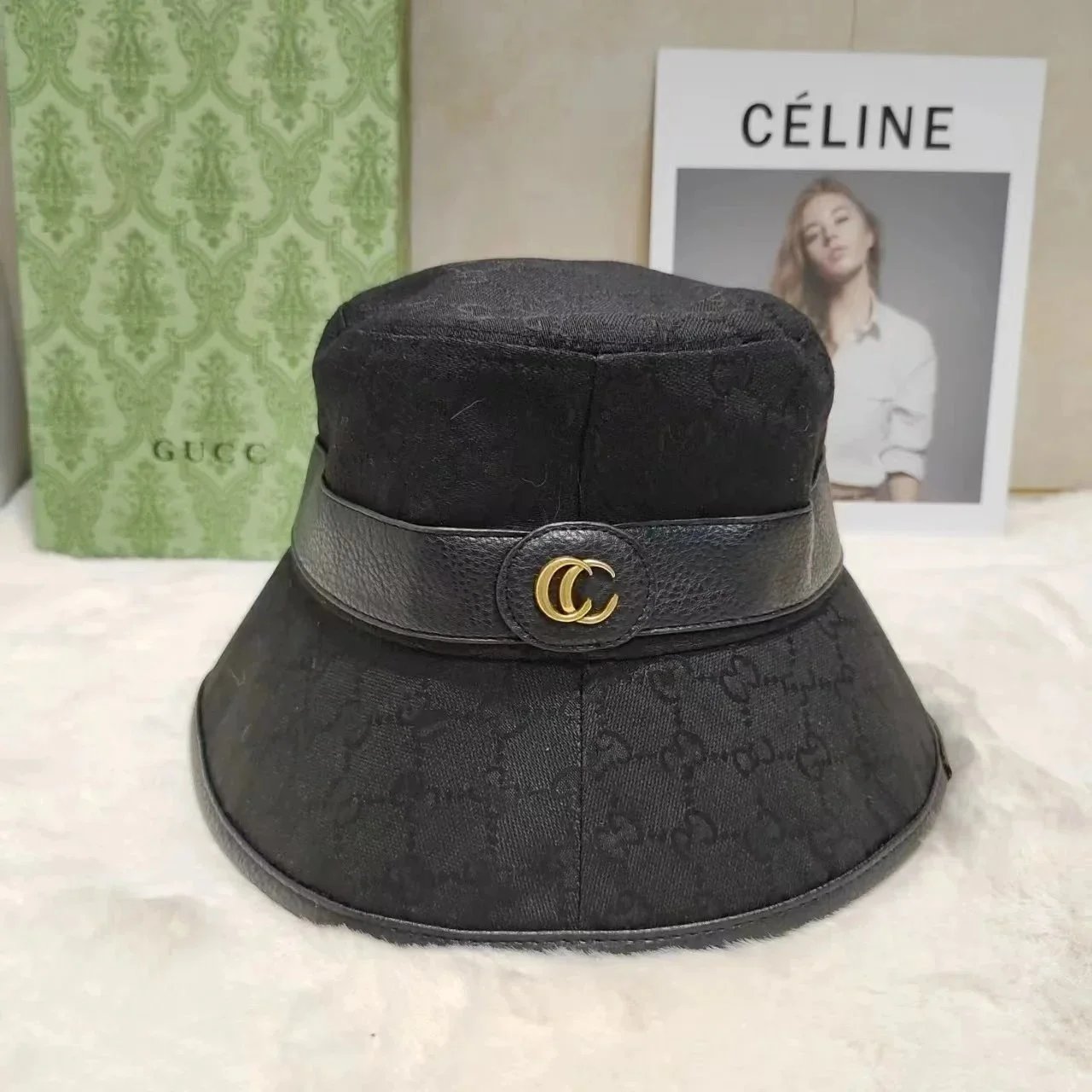 Louis Vuitton Hats Reversible embroidered bucket hat — G-ucci Black with gold buckle 2