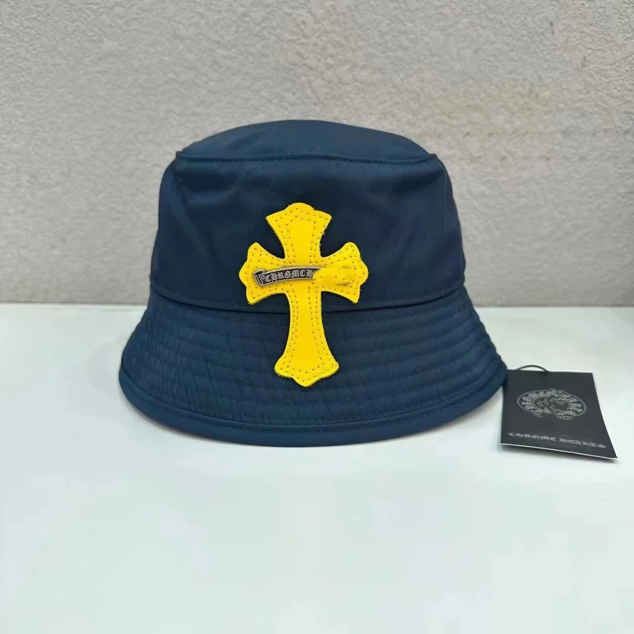Louis Vuitton Hats Reversible embroidered bucket hat — C-hrome Hearts Dark blue with a yellow label