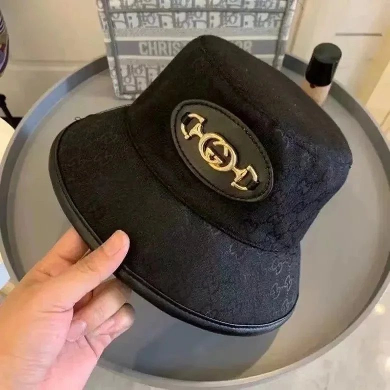 Louis Vuitton Hats Reversible embroidered bucket hat — G-ucci Black with gold buckle