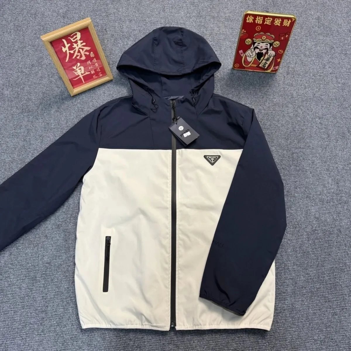 Prada Tracksuits Black zip-up hooded tracksuit with triangle logo patches — Prada15