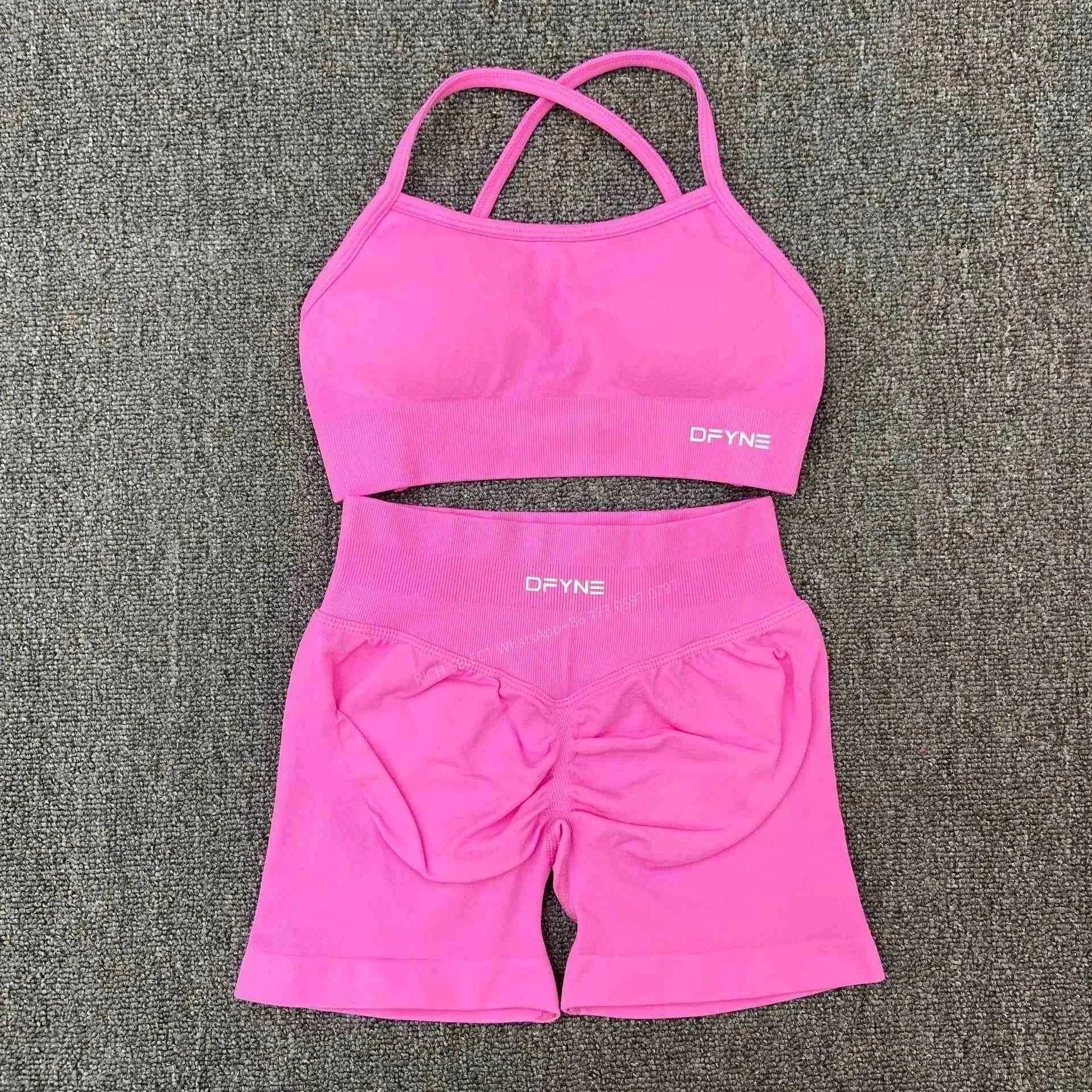 DFYNE Underwear Cross-Back Sports Bra with Ribbed Underband — Fresh Pollen Cross Bra Shorts