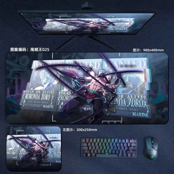 Design One Piece Roronoa Zoro Gaming Mousepad Set Computer Accessories - 1