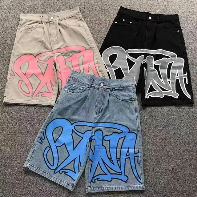 Unbranded Shorts Denim with graffiti-style front print product detail image 1