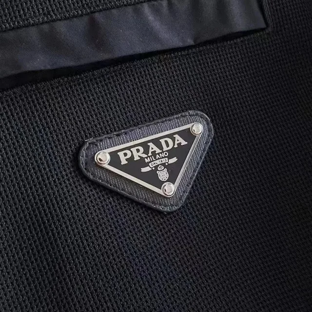 Prada Tracksuits Black zip-up hooded tracksuit with triangle logo patches product detail image 4