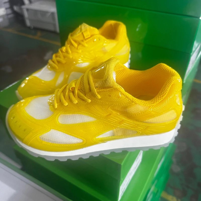Bottega Veneta Sneakers Metallic mesh-paneled lace-up — Transparent Yellow [Original Label, Original Box **Version**]