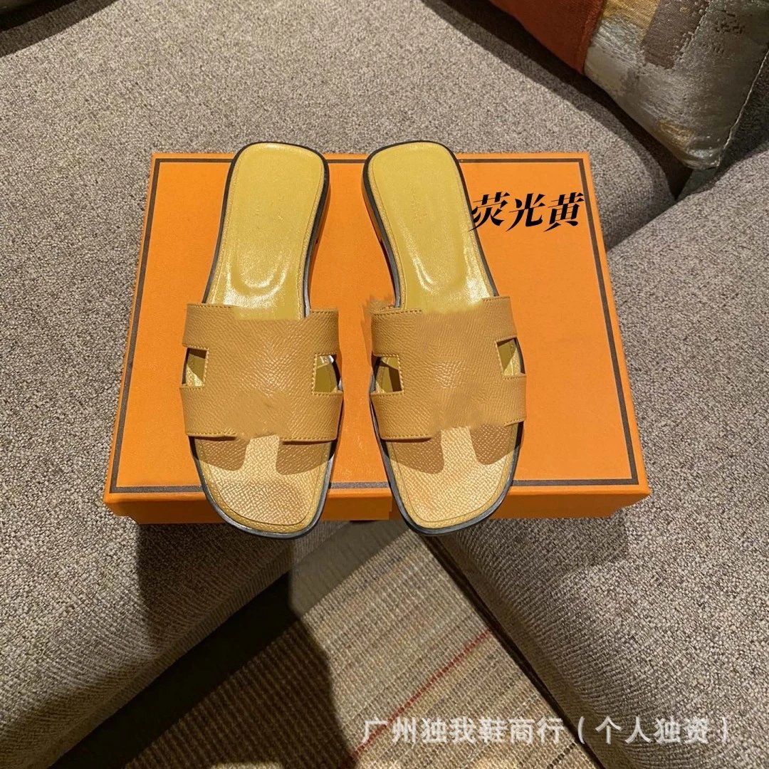Hermès Sandals Oran H-Cut Slide — Fluorescent yellow