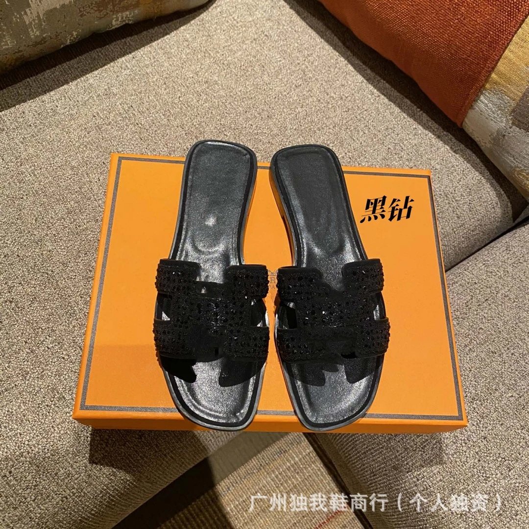 Hermès Sandals Oran H-Cut Slide — Black Diamond