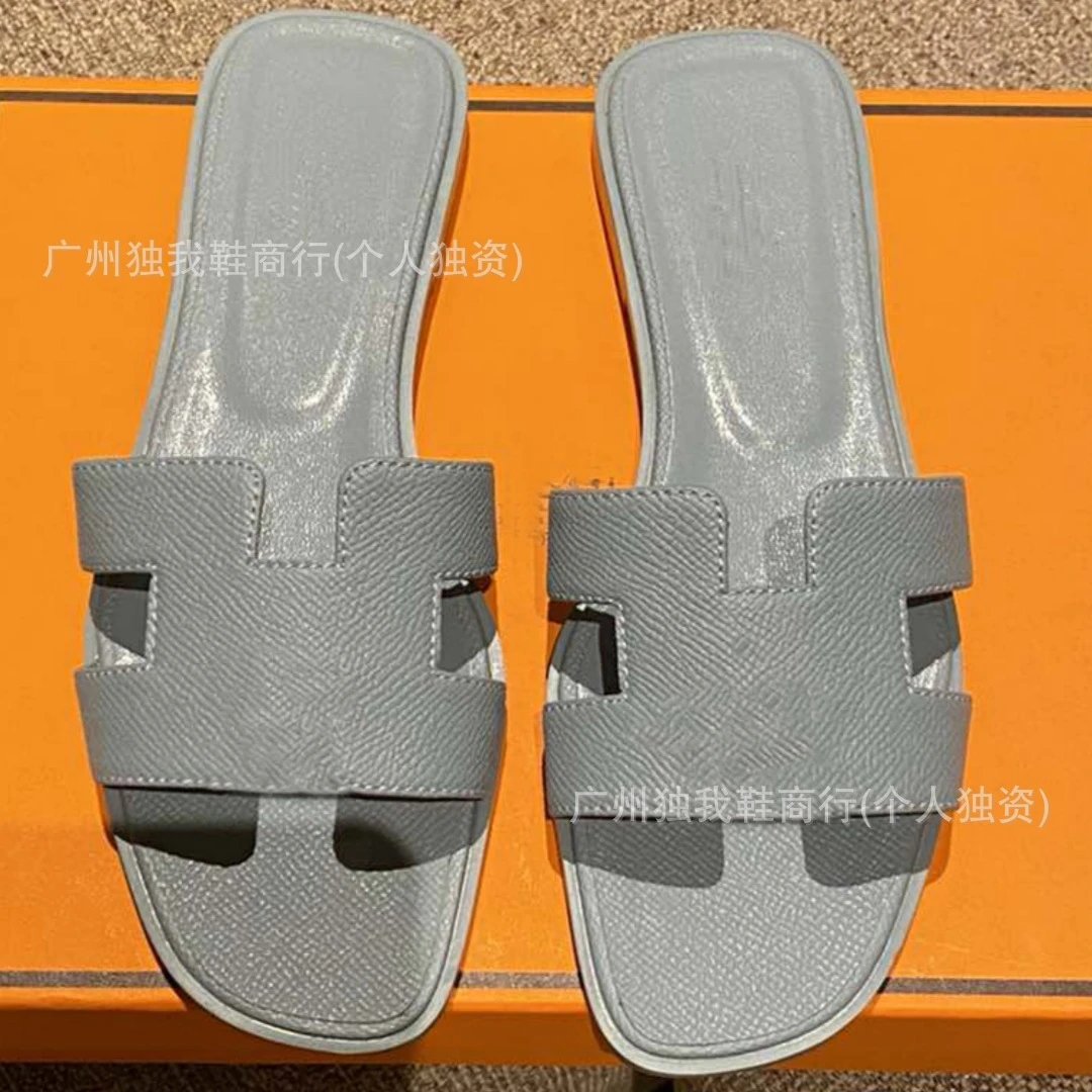 Hermès Sandals Oran H-Cut Slide — Linen Blue
