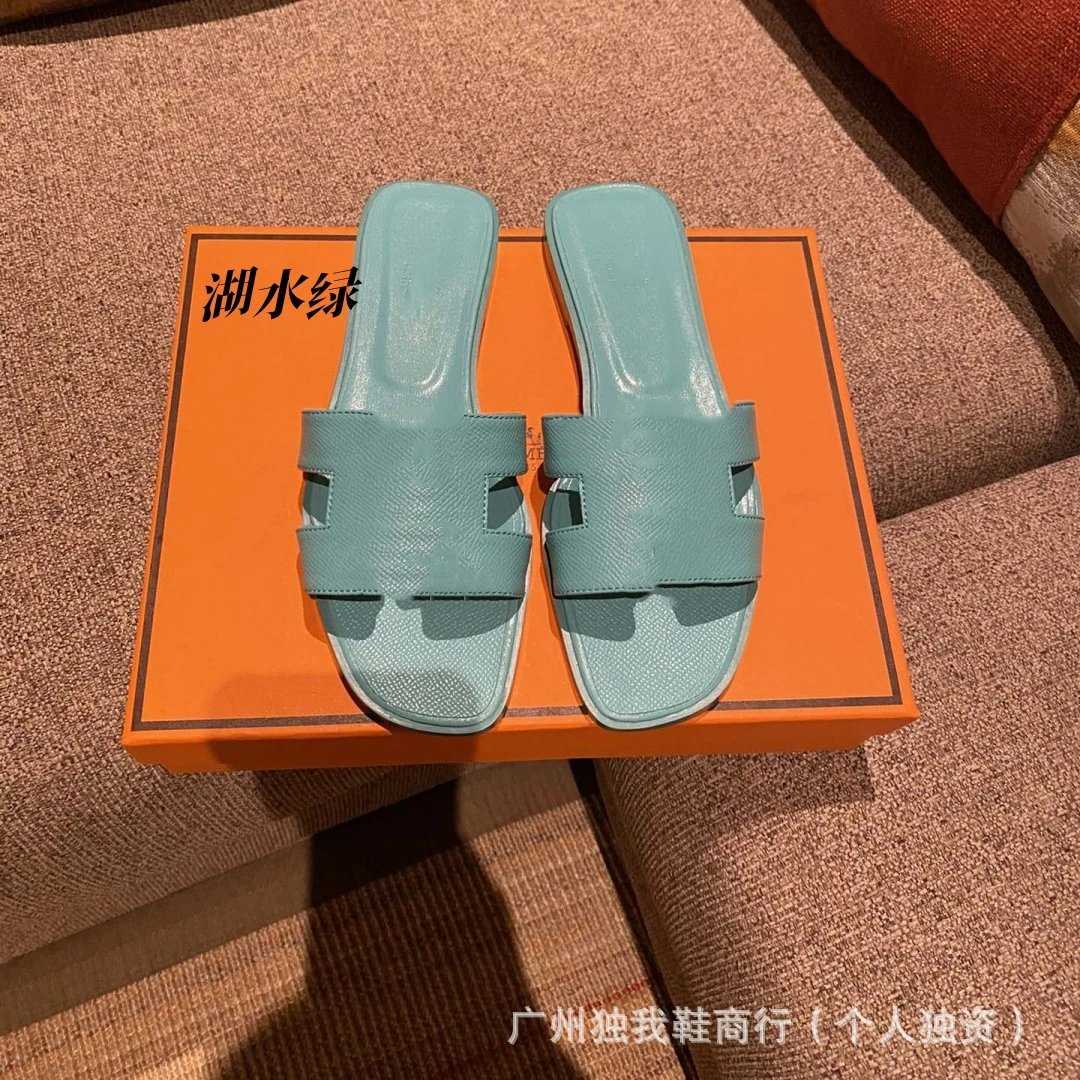 Hermès Sandals Oran H-Cut Slide — Green lake water