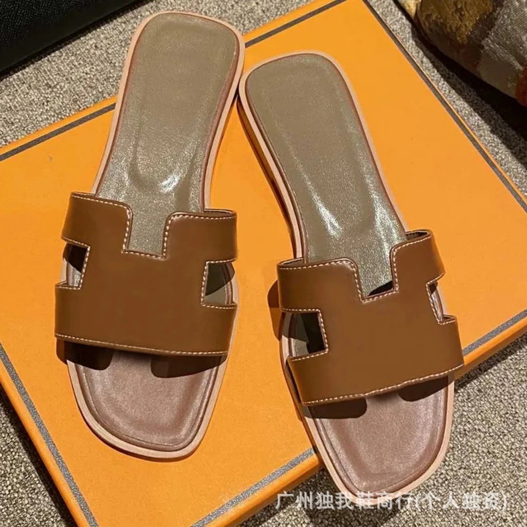 Hermès Sandals Oran H-Cut Slide — Sheepskin camel