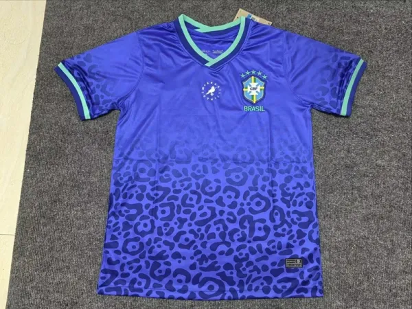 CBF Brazil 2023 Leopard Print Away Jersey Blue - 1