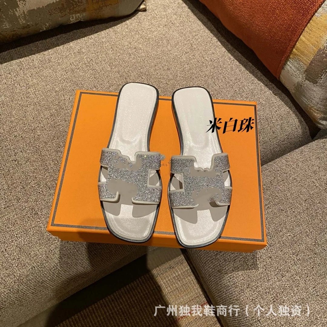 Hermès Sandals Oran H-Cut Slide — Beige bead