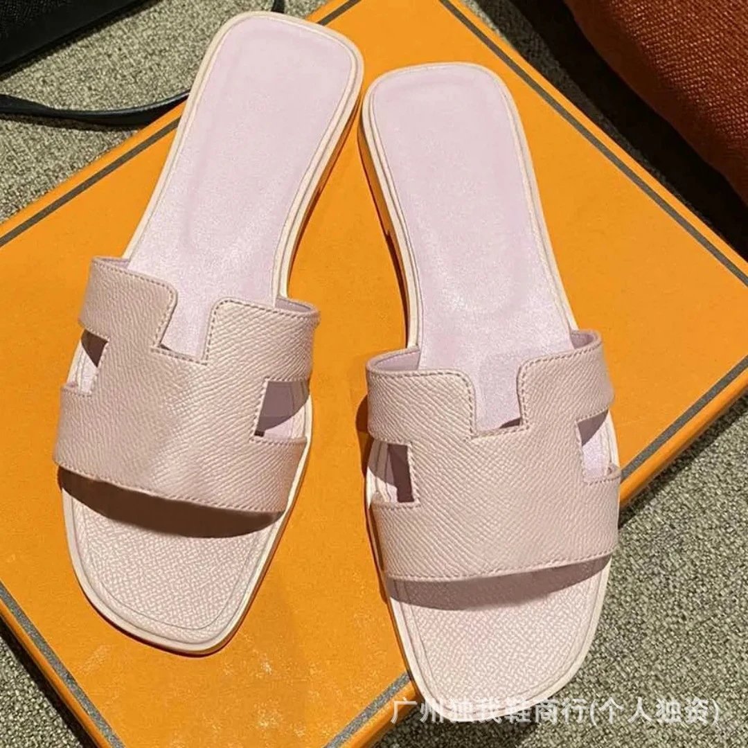 Hermès Sandals Oran H-Cut Slide — Light pink palm lines