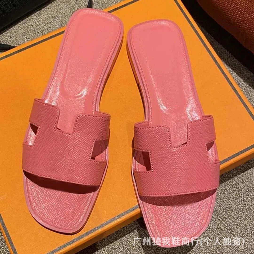 Hermès Sandals Oran H-Cut Slide — Palm print powder