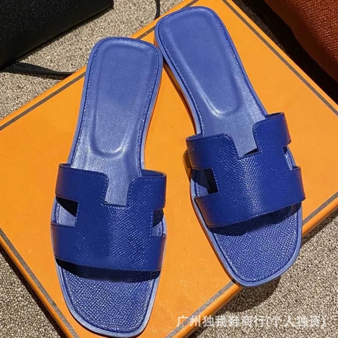 Hermès Sandals Oran H-Cut Slide — Electric blue