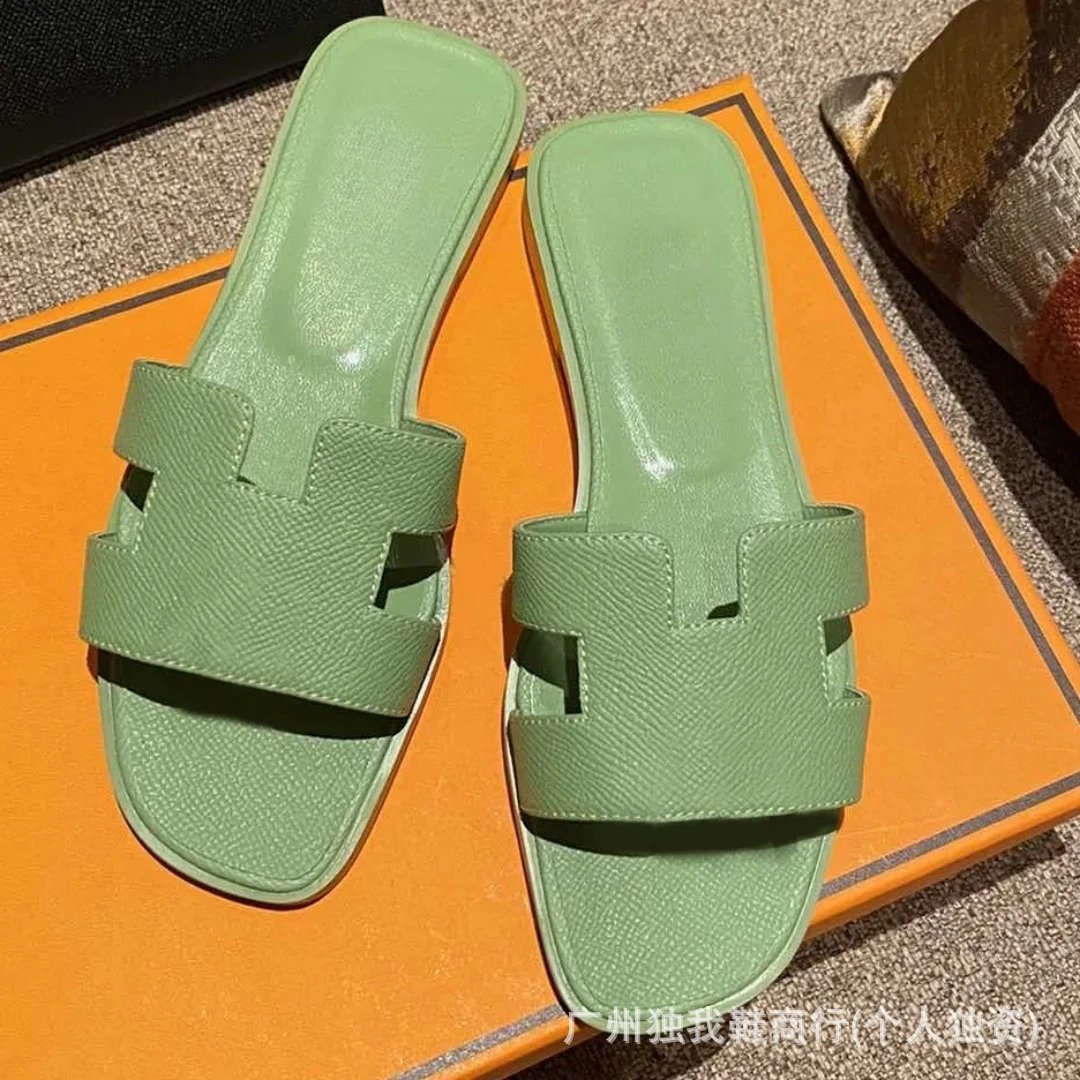 Hermès Sandals Oran H-Cut Slide — Avocado green