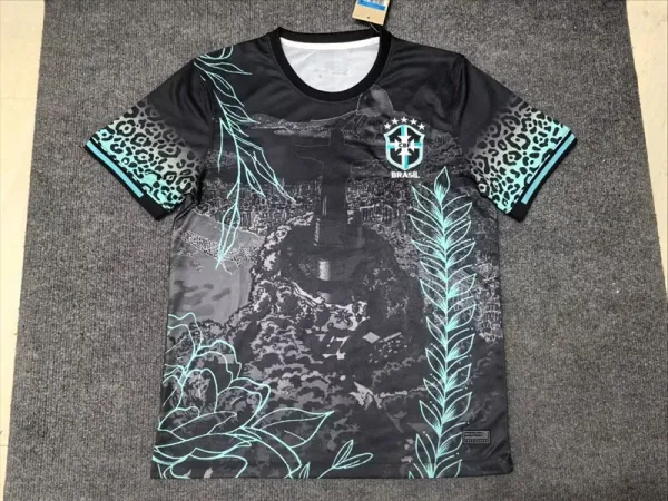 Brazil National Team x Digital Pionker Graphic Print Black Teal Jersey - 1
