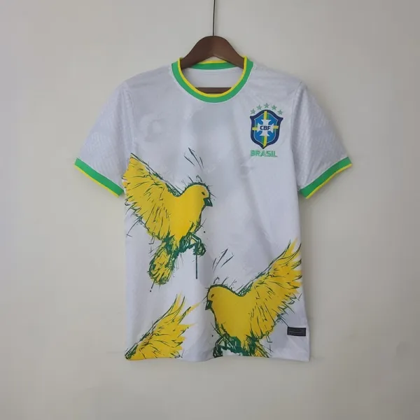 CBF Brazil 2022 World Cup Third Kit White Yellow Green Jersey - 1