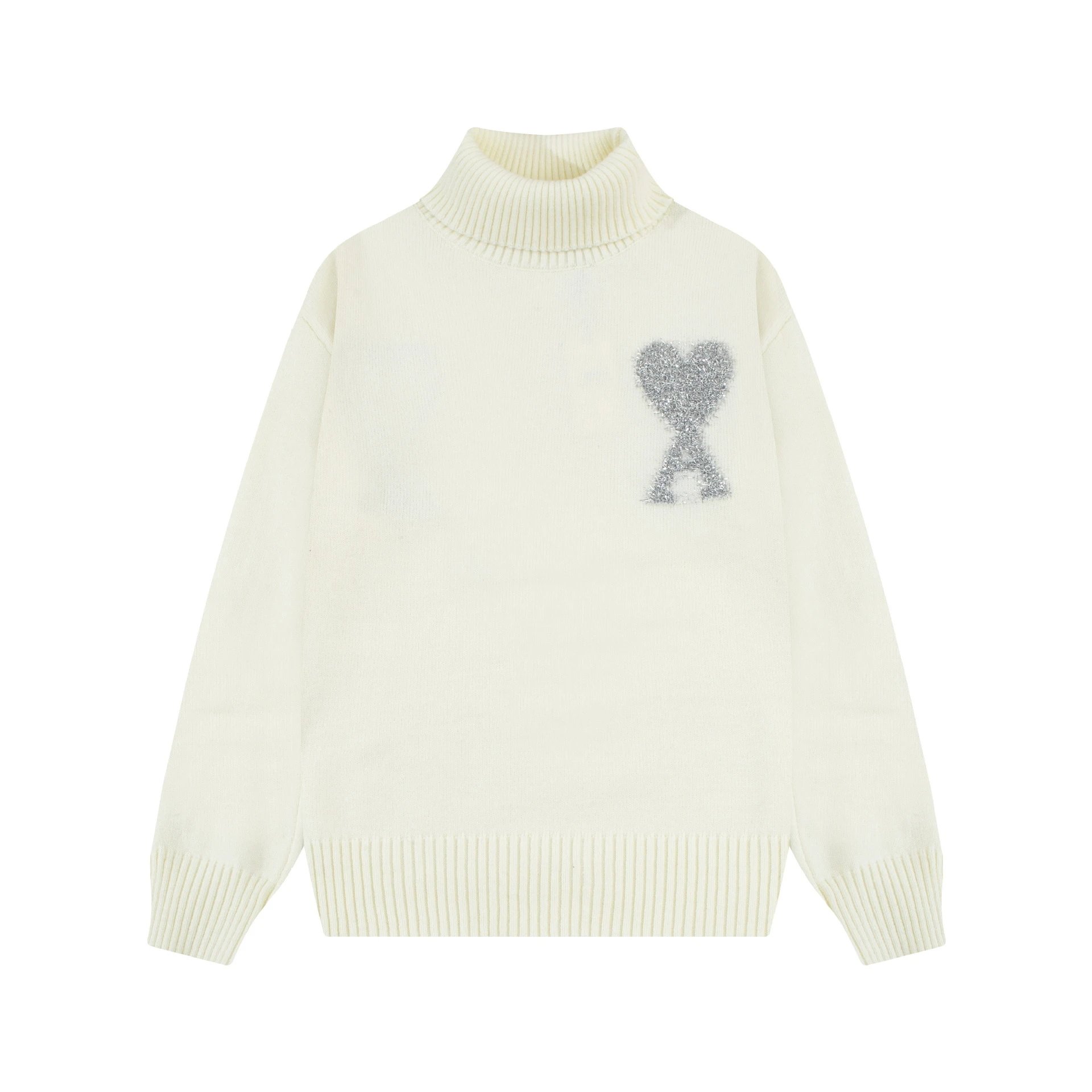 Ami Paris Heart Logo Knit Sweater Off-White - 27