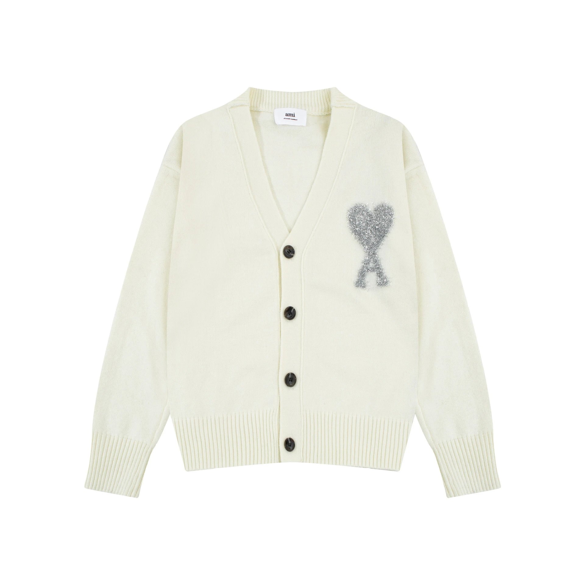 Ami Paris Heart Logo Knit Sweater Off-White - 25