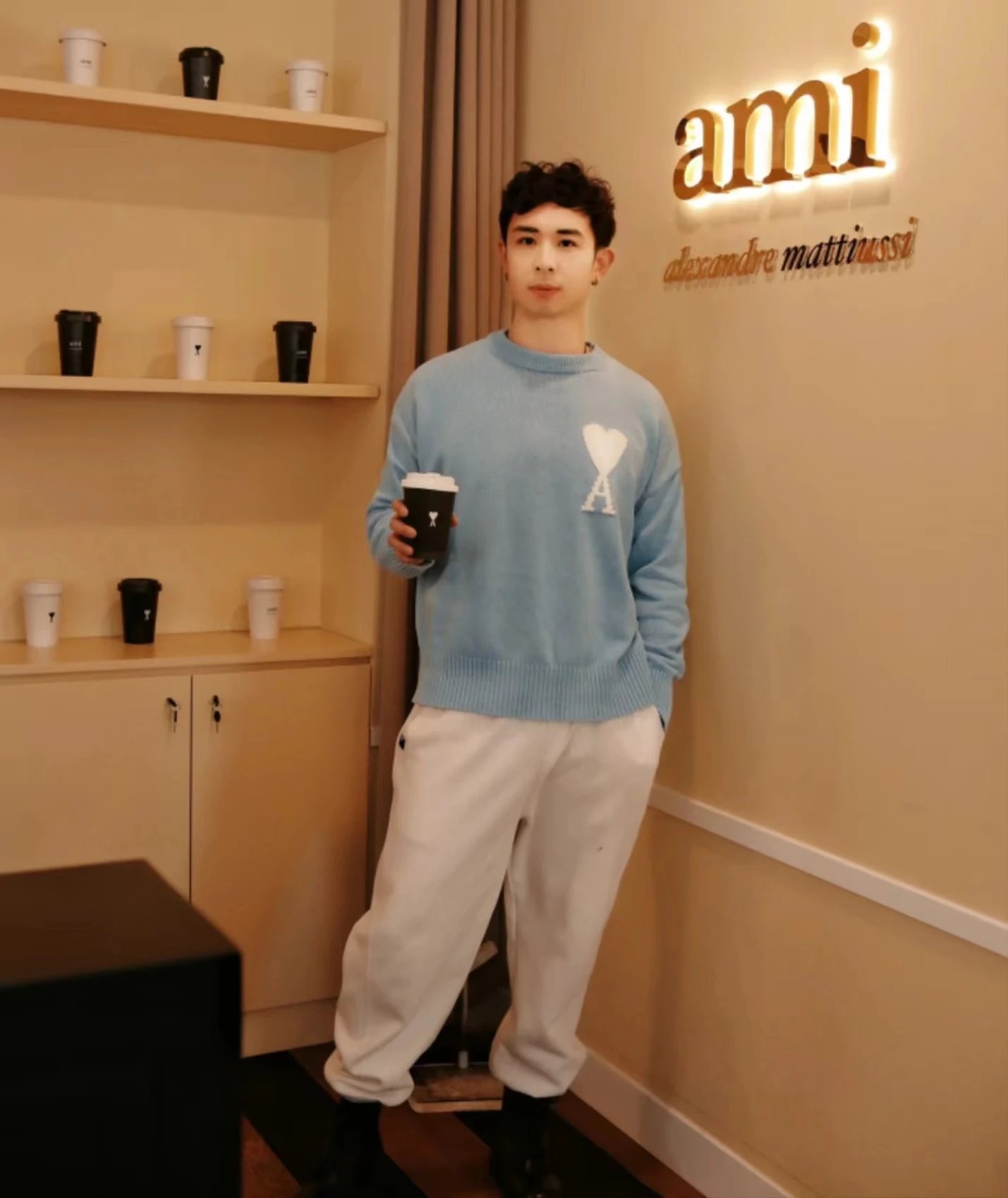 Ami Paris Heart Logo Knit Sweater Off-White - 43