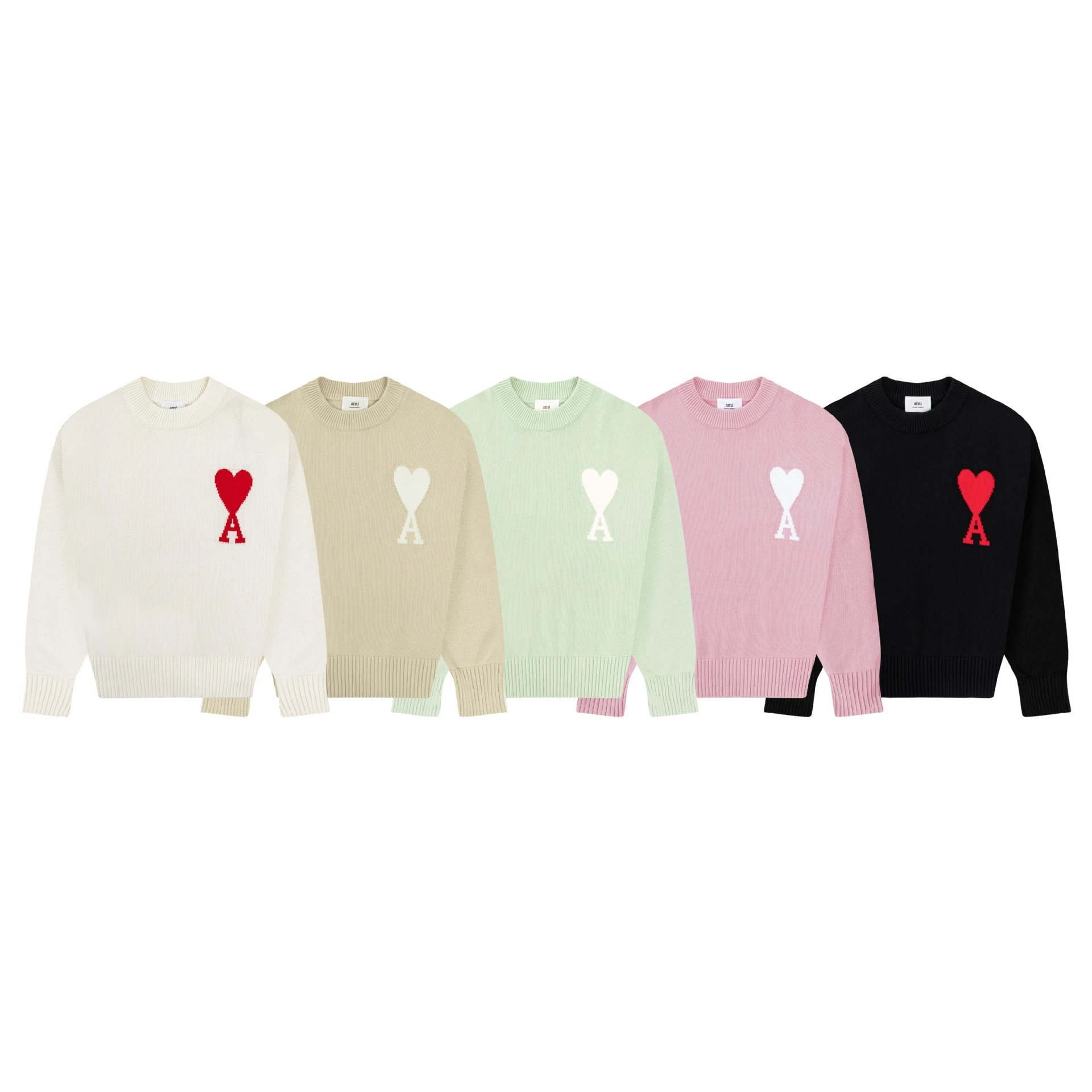 Ami Paris Heart Logo Knit Sweater Off-White - 23