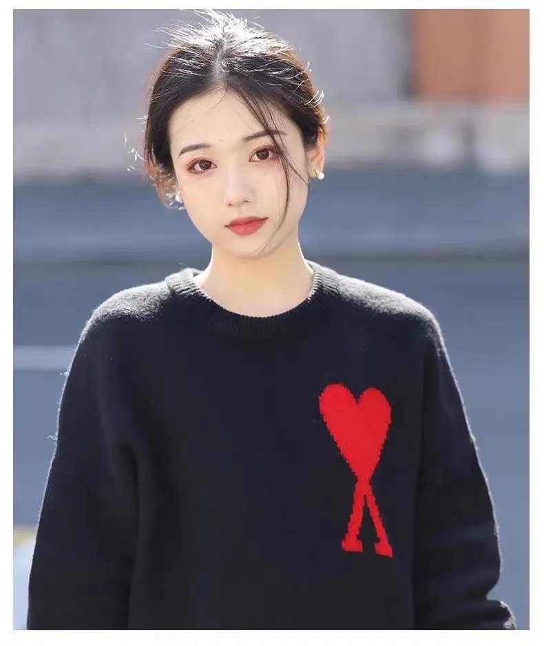 Ami Paris Heart Logo Knit Sweater Off-White - 40