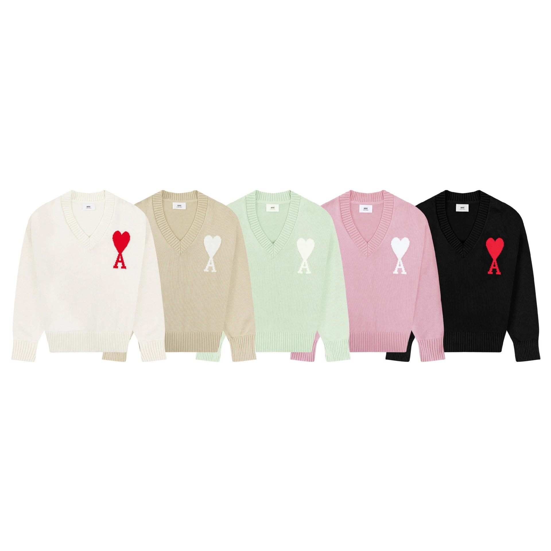 Ami Paris Heart Logo Knit Sweater Off-White - 21