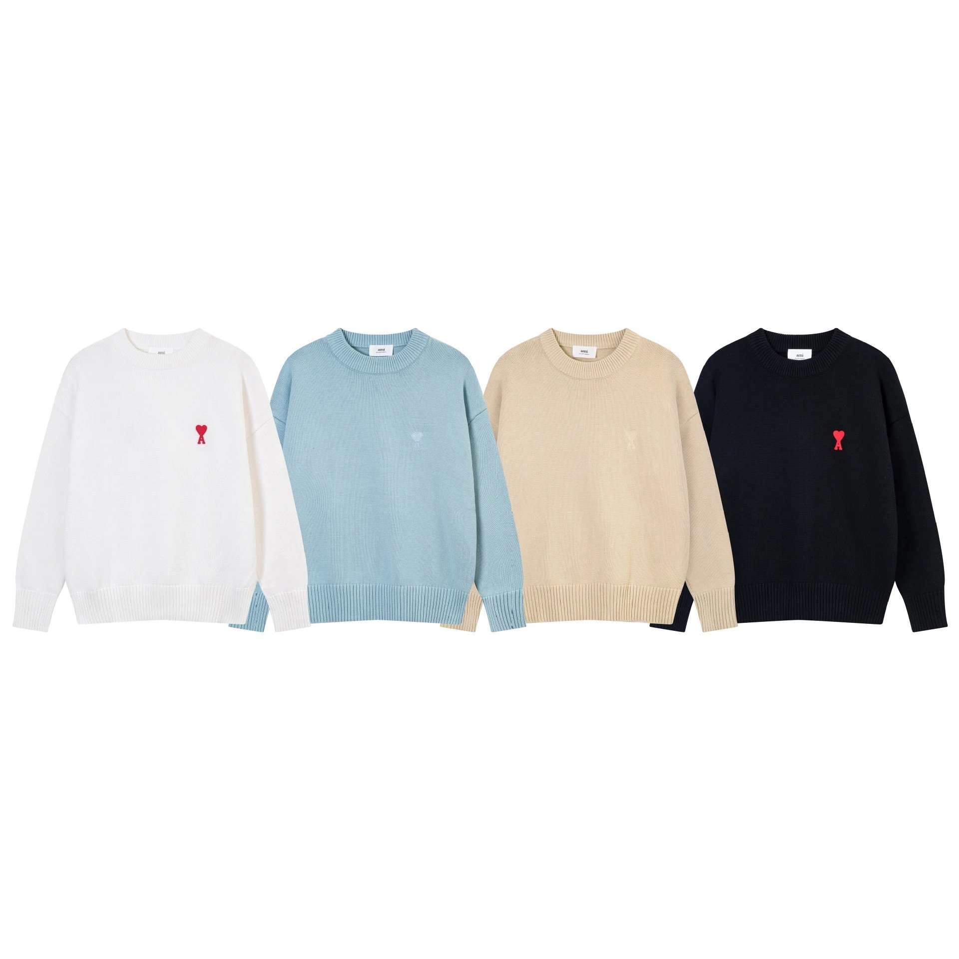 Ami Paris Heart Logo Knit Sweater Off-White - 31