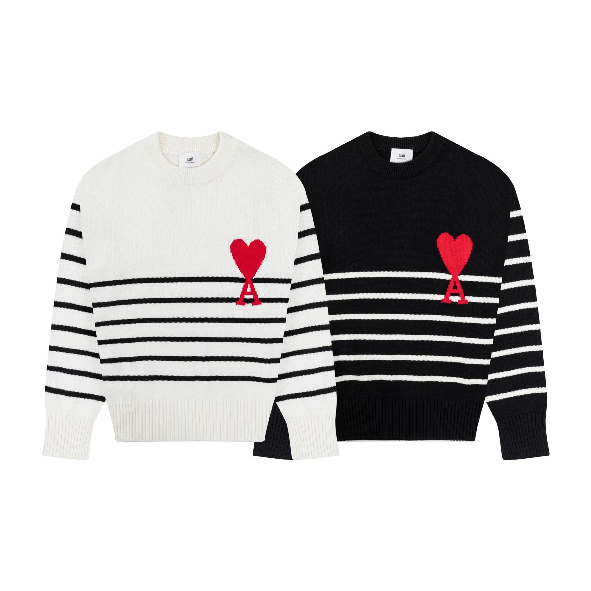 Ami Paris Heart Logo Knit Sweater Off-White - 17