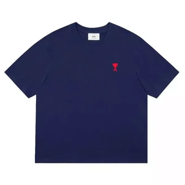 Ami Paris Heart Logo Navy T-Shirt - 1