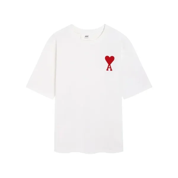 Ami Paris Heart Logo T-Shirt White - 1