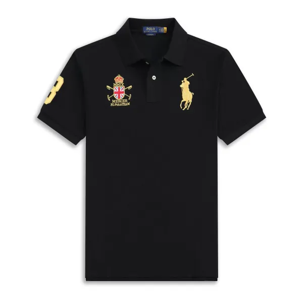 Polo Ralph Lauren Mercer RL Polo Team Black Gold Embroidered Polo - 1
