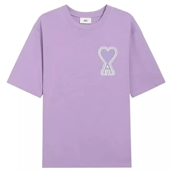 Ami Paris Heart Logo T-Shirt Lavender - 1