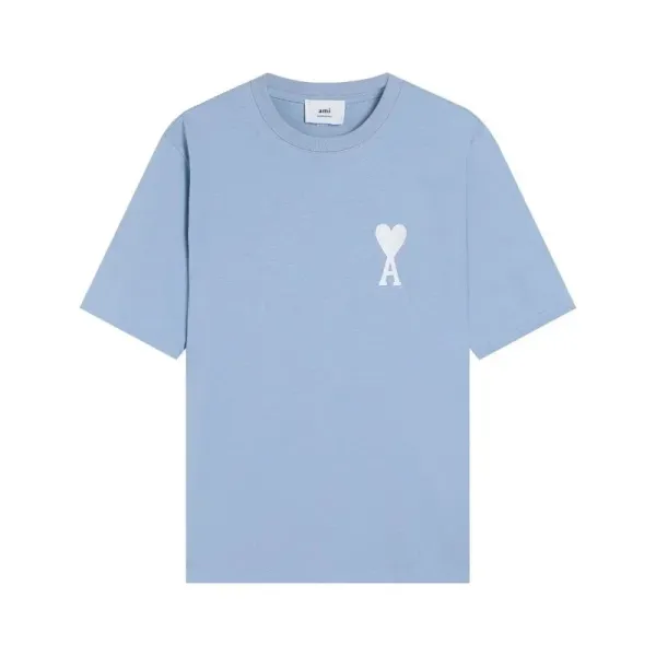 Ami Paris Heart Logo T-Shirt Light Blue T-Shirt - 1
