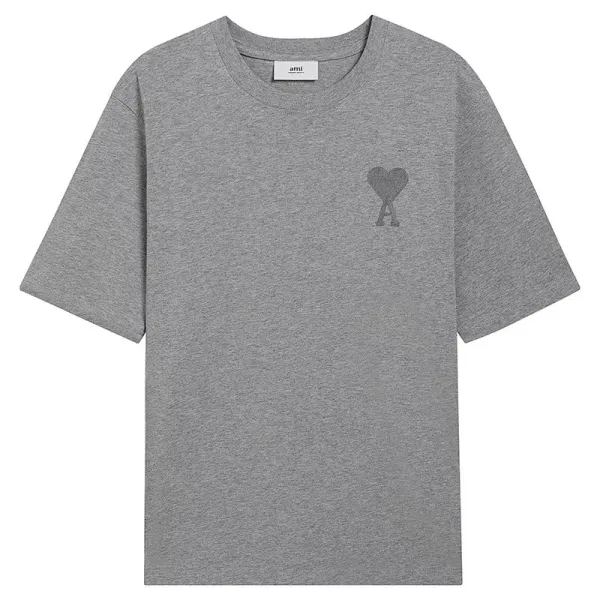 Ami Paris Heart Logo T-Shirt Gray - 1