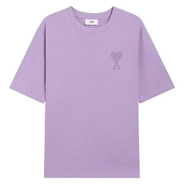 Ami Paris Heart Logo T-Shirt Lavender - 1