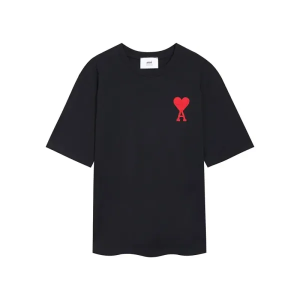 Ami Paris Heart Logo Black T-Shirt - 1