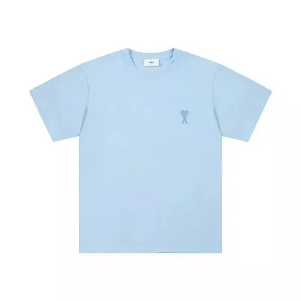 Ami Paris Ami de Coeur Logo T-Shirt Light Blue - 1