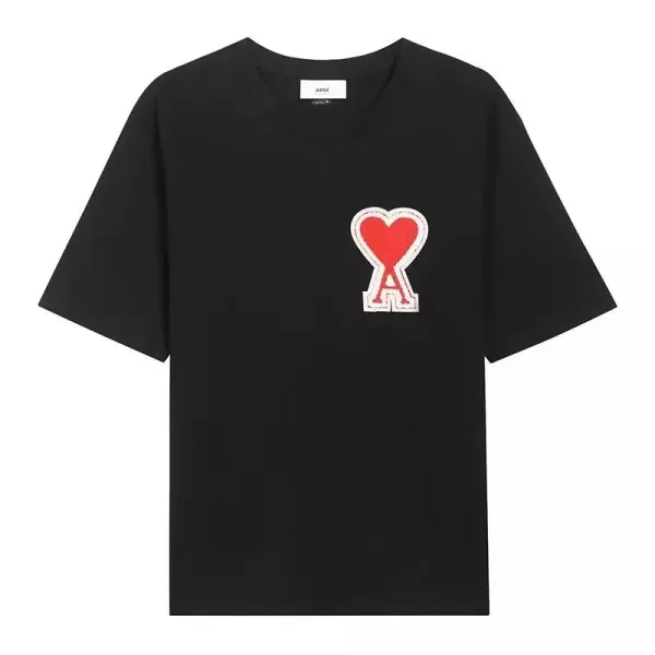 Ami Paris Heart Logo Black T-Shirt - 1