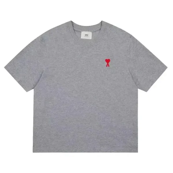 Ami Paris Heart Logo T-Shirt Gray - 1