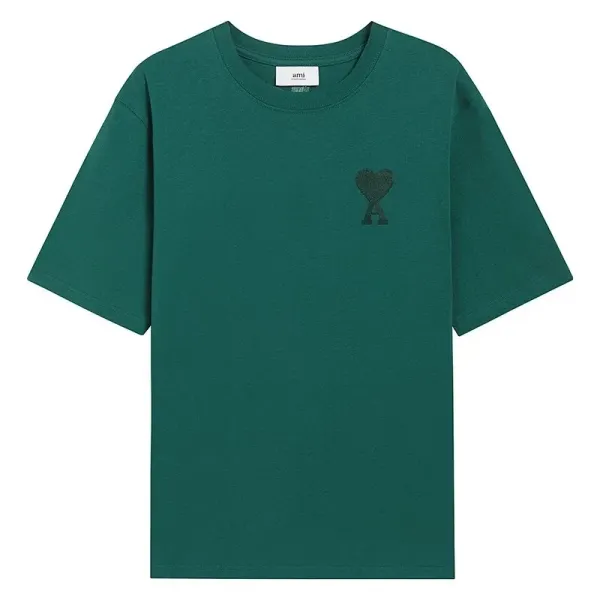 Ami Paris Heart Logo T-Shirt Forest Green - 1