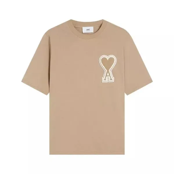 Ami Paris Heart Logo Beige T-Shirt - 1