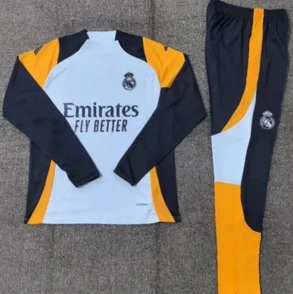 Real Madrid Training Tracksuit White Navy Yellow - 1