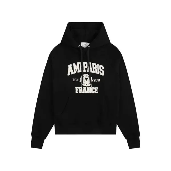 Ami Paris College Hoodie Black - 1
