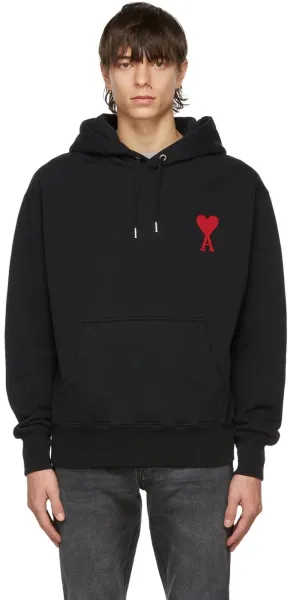 Ami Paris Heart Logo Hoodie Beige - 4